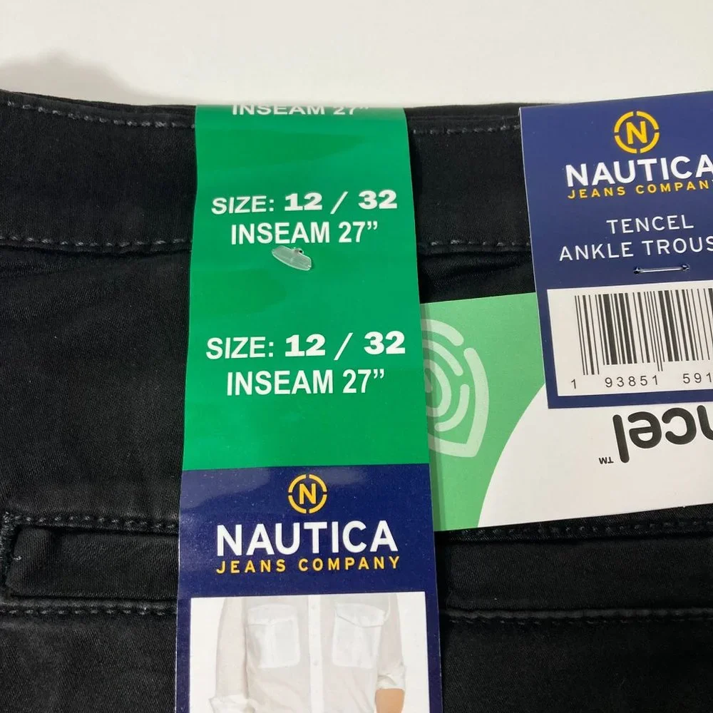 Nautica Tensel Ankle Trouser Pants Size 12 27" Inseam Black Work Dress - Picture 4 of 11
